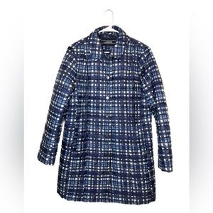 Lands' End Womens Quilted Primaloft Puffer Coat Plaid Blue Size 12 Like N…